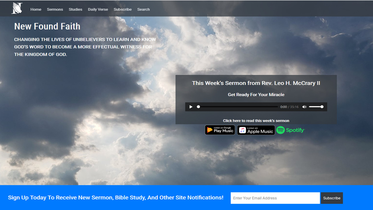 New Found Faith Home Screen